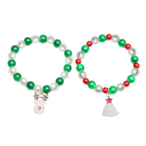 BESPORTBLE 2 Stück Weihnachtsarmband Damen Handgefertigte Perlenarmbänder mit und Weihnachtsmütze Design Festlicher Schmuck für Frauen Weihnachtsgeschenk und Dekorativ von BESPORTBLE