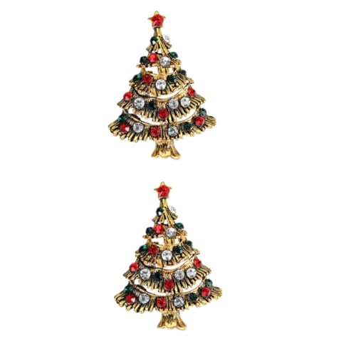 BESPORTBLE 2 Stück Weihnachtsbaum Brosche Damen Farbige Pave Anstecknadel Leichter Schmuck Festliche Mini Dekoration für Kleidung Taschen Weihnachten von BESPORTBLE