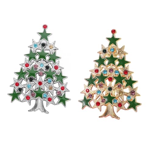 BESPORTBLE 2 Stück Weihnachtsbaum Brosche Strass Anstecknadel für Festliche Anlässe Modisches für Weihnachten Weihnachten Party Cosplay und Jubiläen von BESPORTBLE