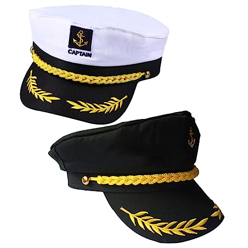 BESPORTBLE 2 Stück Weißer Seemann Schiff Kapitäne Ponton Bootfahren Kappe Bootsfahrer Yacht Bootshut Matrosenmütze Frauen Bootskapitän Baumwolle Polyester von BESPORTBLE