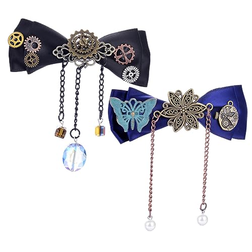 BESPORTBLE 2stücke Haarspangen Mit Schleifen Und Steampunk-zahnrädern Für Damen Steampunk-clip Als Haar-accessoires Für Hochzeits-outfits Und Partys von BESPORTBLE