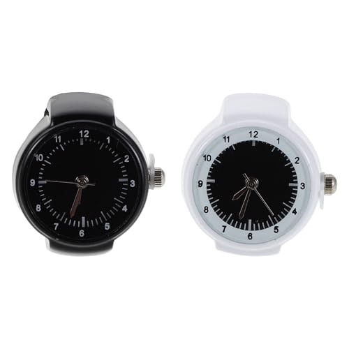 BESPORTBLE 2-teiliger Fingeruhrring für Damen und Herren – verstellbare Uhr, elastisches rundes Zifferblatt, Quarz-Fingerringuhr mit dehnbarem Armband, Schmuck für Sport, Medizinstudenten, von BESPORTBLE