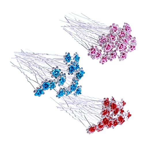 BESPORTBLE 20stücke U-förmige Rosenhaarnadeln Mit Und Strasssteinen Für Hochzeit Und Brautschmuck Blau von BESPORTBLE