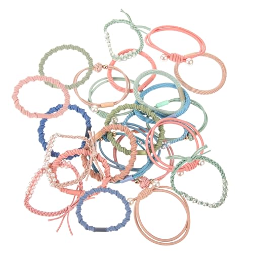 BESPORTBLE 20Stücke Perlen Haarband Elastische Haargummis Für Pferdeschwänze Boho Haarschmuck Perlenrunchies Für Haare Zubehör Für Damen von BESPORTBLE