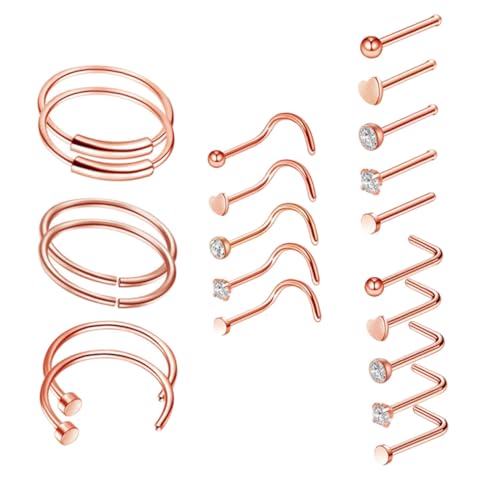 BESPORTBLE 21 STÜCKE Teiliges Nasenpiercing aus Rostfreiem Stilvolle und Leichte Nasenringe mit Elegantem Design Hautfreundlich und Rostbeständig Geeignet für Damen und Herren von BESPORTBLE