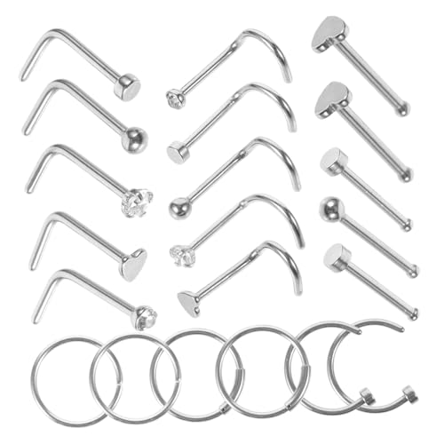 BESPORTBLE 21 Stck Teiliges Nasenpiercing Edelstahl Vielseitige Nasenringe und Stecker Modischer Schmuck für Frauen Hypoallergen für Party Hochzeit und Alltag von BESPORTBLE
