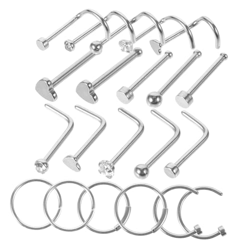 BESPORTBLE 21 Stck Teiliges Nasenring Edelstahl für Damen Vielseitige Nasenpiercing hoops und Studs Modisches Nasenpiercing schmuckset Geeignet für Alltag und Besondere Anlässe von BESPORTBLE