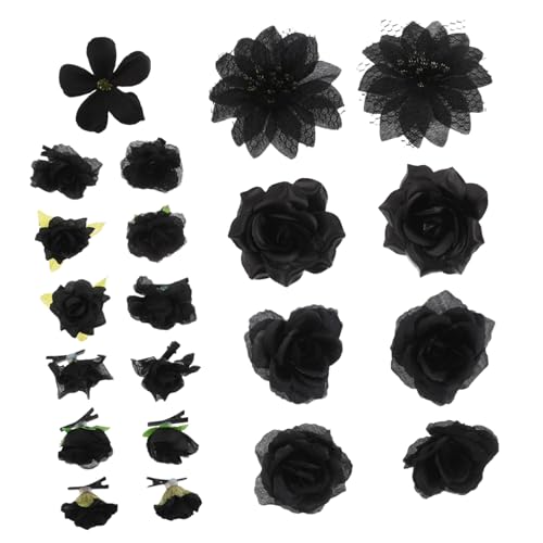 BESPORTBLE 21 Stück Teiliges Rosen Haarclip Schwarz Boho Stil Faderesistent Leicht Für Hochzeit Party Damen Gefälschte Realistische Rosen Haarschmuck von BESPORTBLE
