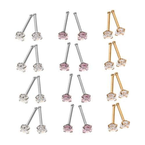 BESPORTBLE 24 Stück Teiliges Nasenpiercing aus rostfreiem Metall Krallen Zirkonia Nasenstecker in Weiß und Hautfreundlich und Langlebig für Damen von BESPORTBLE