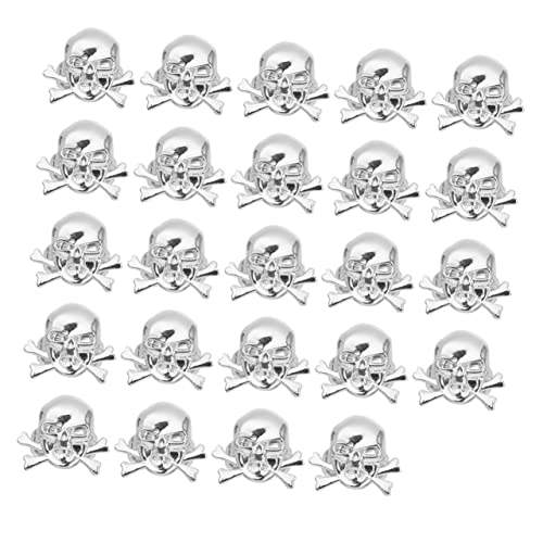 BESPORTBLE 24 Stück Teiliges Piraten Schädel Ring für Langlebigem Kunststoff Silberfarbene Spielzeugringe für Halloween Piratenmottoparty und Geburtstagsfeiern von BESPORTBLE