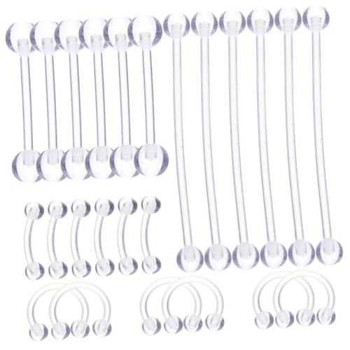 BESPORTBLE 24Stücke Teiliges Durchdringender Schmuck Acrylzunge Augenbrauen Nasenpiercing Ringe für Damen für Partys Auftritte von BESPORTBLE