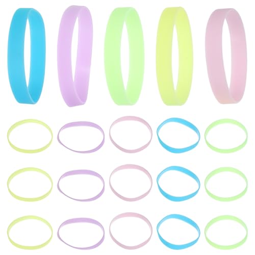 BESPORTBLE 25 Stück Silikonarmbänder Im Dunkeln Leuchtende Gummiarmbänder Leuchtende Neonbänder Bunte Stretch Armbänder – Für Partygeschenke Konzerte Karneval Bechermarker von BESPORTBLE