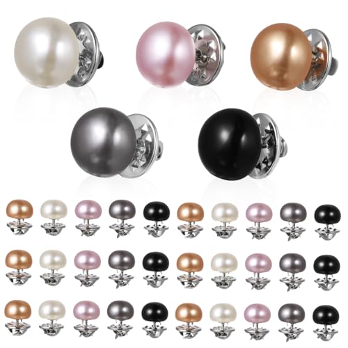 BESPORTBLE 25stücke Perlen-broschenknöpfe Dekorative Anstecknadeln Für Kleidung Shirts Kleider Strickjacken Elegante Verschlussknöpfe in Schwarz Hellrosa Perlenweiß Champagner Und Hochwertige von BESPORTBLE