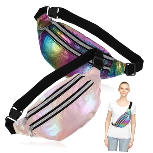 BESPORTBLE 2stücke Gürteltasche Mit Reißverschluss Tragbare Bauchtasche Glänzende Hüfttasche Für Damen Dekorative Taillengeldbörse Geeignet Für Reisen Und Outdoor-aktivitäten von BESPORTBLE