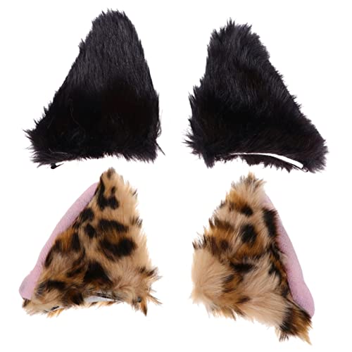 BESPORTBLE 2Paare Katzenohren Haarclips Cosplay Haarspangen Für Niedliche Tierhaarreifen Leopardenmuster Für Halloween Partys Fotoshootings von BESPORTBLE