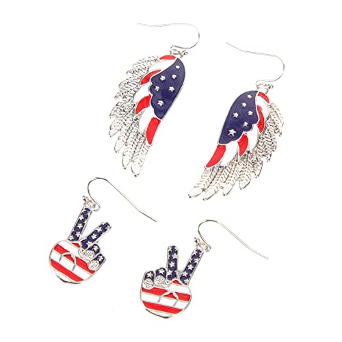 BESPORTBLE 2Paare Patriotische Ohrringe mit Amerikanischer Flagge Zierliche Hängeohrringe für Damen für Festivals und Besondere Anlässe von BESPORTBLE