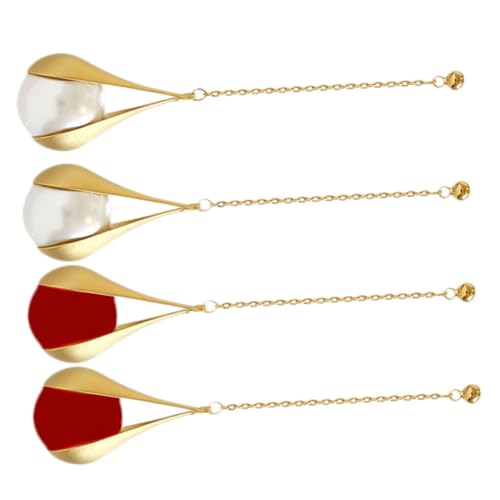 BESPORTBLE 2Paare Silber Ohrringe Quaste Ohrhänger Für Frauen Lange Dangler Ohrringe Mit Perlen Rot Weiß Eleganter Ohrschmuck von BESPORTBLE