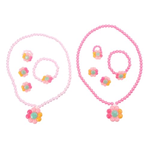 BESPORTBLE 2sätze Schmuckset Für Mädchen Mit Blumenkette Und Perlenarmband Inklusive Kinderohrclip Geeignet Für Partys Und Freizeitaktivitäten von BESPORTBLE