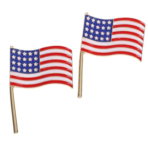 BESPORTBLE 2stücke Anstecknadel Mit Amerikanischer Flagge Emaille Brosche Rot-weiß-blau Patriotisches Schmuckzubehör Für Anzüge Jacken Partys Zum von BESPORTBLE