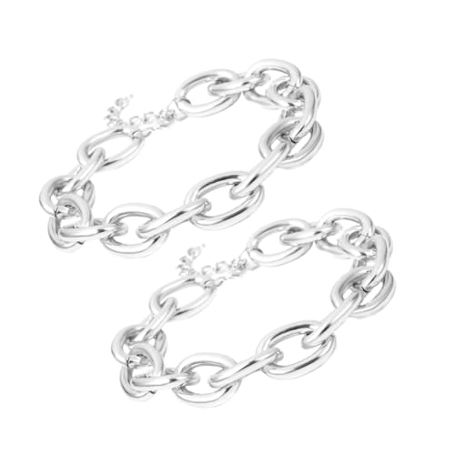 BESPORTBLE 2 Stück Chunky Link Panzerkette Halskette Choker Aluminium Klobige Punk Halskette für Damen und Herren Trendy Statement Schmuck für Alltag und Besondere Anlässe von BESPORTBLE
