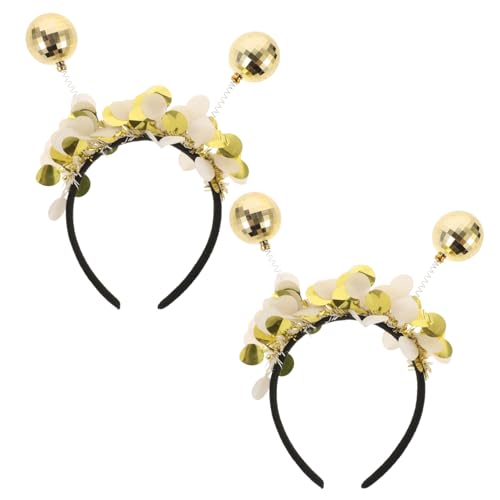 BESPORTBLE 2stücke Glitzer Haarband Für Mädchen Disco Ball Cosplay Stirnband Für Festivals Und Partys Leicht Und Mit Goldenen Punkten Und Dekorativen Elementen von BESPORTBLE