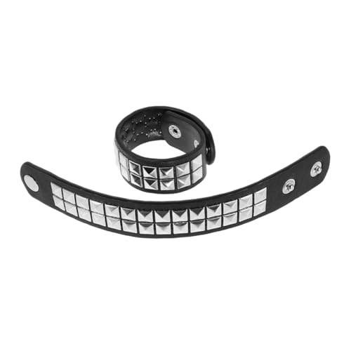 BESPORTBLE 2stücke Retro Punk Lederarmband Für Männer Wohlgeformtes Armband Mit Nieten Für Modische Akzente Vielseitige Armbänder Im Vintage Design Für Individuellen Style Und Freizeitmode von BESPORTBLE