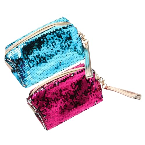 BESPORTBLE 2stücke Glitzer-münzgeldbörse Für Mädchen Tragbare Kosmetiktasche Mit Reißverschluss Herzform Zufällige Farben Für Kleingeld Make-up Und von BESPORTBLE