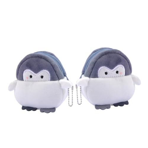 BESPORTBLE 2 Stück Kleiner Pinguin Geldbörse Plüsch Münztasche für Mädchen Kreative Aufbewahrungstasche für Lippenstifte und Kleingeld von BESPORTBLE