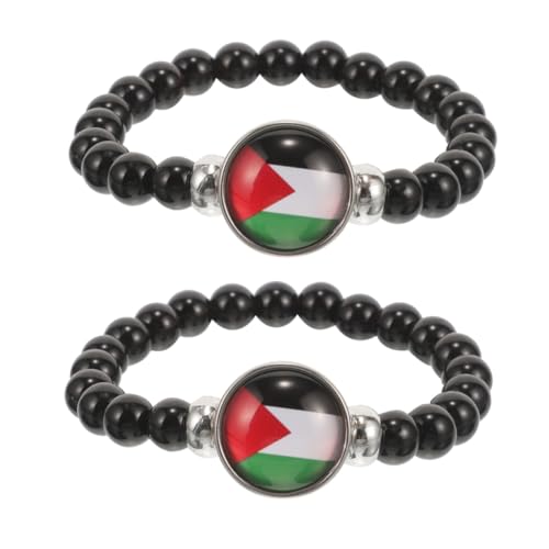 BESPORTBLE 2Stücke Palästina Flagge Perlenarmband Tragbares Armband für Damen und Herren Patriotisches Schmuckstück für Nationalfeiertag Stilvolles Accessoire für von BESPORTBLE