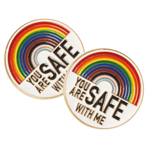 BESPORTBLE 2Stücke Rainbow You Are Safe With Me Brosche Emaille Pin Für Frauen Modischer Anstecker Für Rucksäcke Kleidung Pride Lapel Pin von BESPORTBLE