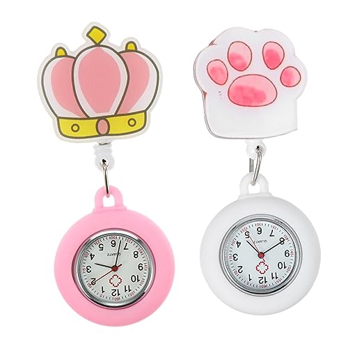 BESPORTBLE 2Stücke Taschenuhr Für Krankenschwestern Studenten Leuchtende Quarzuhr Mit Design Praktische Fob Uhr Mit Clip Für Einsatz von BESPORTBLE