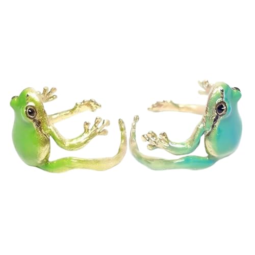 BESPORTBLE 2stücke Froschringe Für Damen Verstellbare Tierschmuckset Mit Augen-design Süße Lippen-detail-ringe Als Modisches von BESPORTBLE