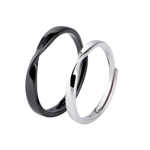 BESPORTBLE 2stücke Verstellbare Sterling Silber Eheringe Für Design Schwarz-gold Und Frauen Platin Für Verlobung Und Liebe von BESPORTBLE