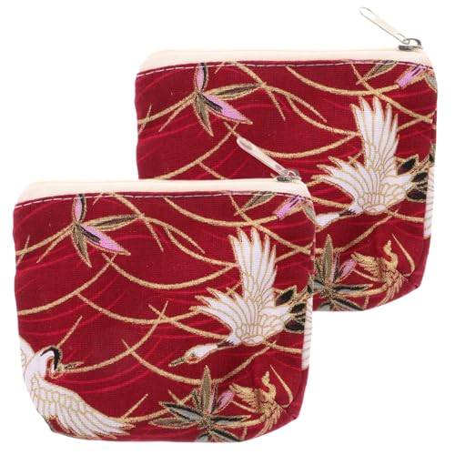 BESPORTBLE 2 Stück Kleiner Geldbörsen Seidenbrokat mit Reißverschluss Vintage Münzaufbewahrungstasche Japanisches Design Tragbar für Damen von BESPORTBLE