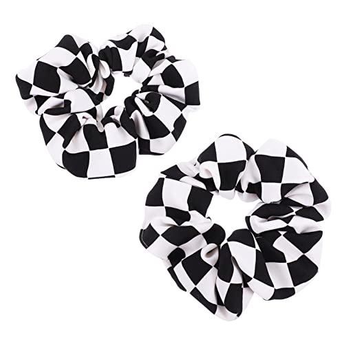 BESPORTBLE 2er Set Haargummis in Schwarz-Weiß Kariert - Elastische Haarbänder Für Damen Ideal Zum Binden Von Pferdeschwänzen Stylische Chiffon Haarringe Für Jeden Anlass von BESPORTBLE