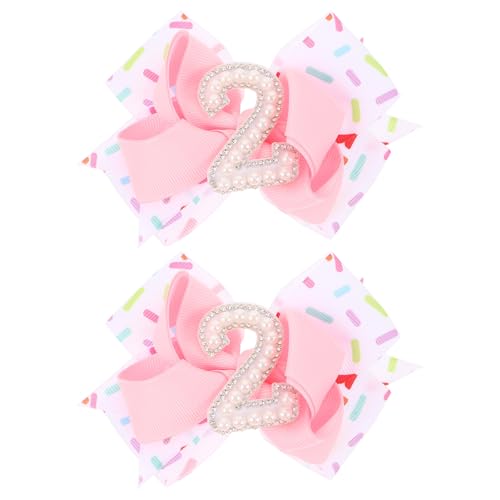 BESPORTBLE 2er-Set Haarspangen mit Schleife und Zahl 2 – Elegante Bowknot-Clips für Mädchen, Kinder und Teens – Perfekt für Geburtstage, Babypartys und Feste von BESPORTBLE