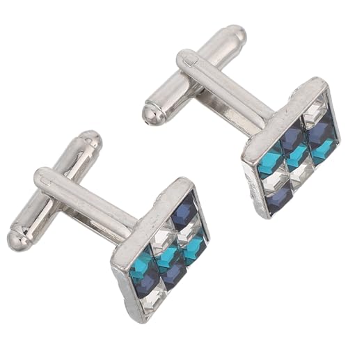 BESPORTBLE 2er Set Herren Quadratische Manschettenknöpfe mit Strass, Smokking-Knöpfe, Französische Manschetten, Business-Accessoire für Hochzeitsanzüge von BESPORTBLE