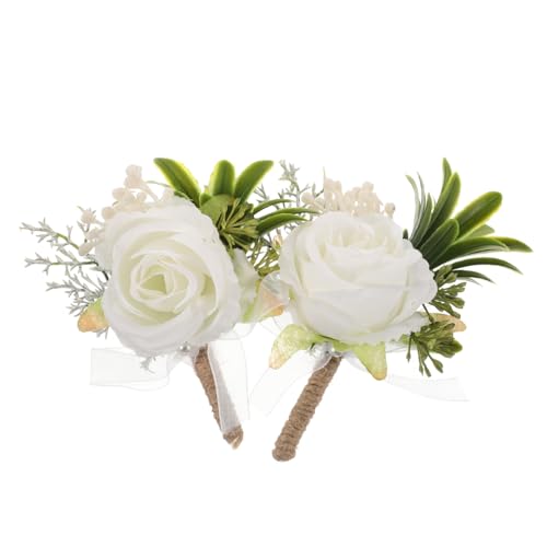 BESPORTBLE 2stücke Boutonniere Für Herren Bräutigam Blumenanstecker Ansteckblume Bräutigam Weiße Ansteckblume Hochzeit Für Männer Kunstblume Für Anlässe Party Dekoration von BESPORTBLE