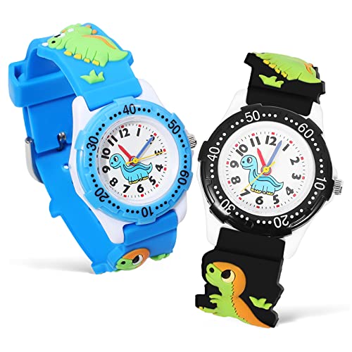 BESPORTBLE 2stücke Dinosaurieruhr Für Junge Mädchen Uhr Mit Leuchtendem Design Quarzuhr Mit PVC-Armband Uhr Für Jungen Und Mädchen Kleinkinduhr Mit Schnallen von BESPORTBLE