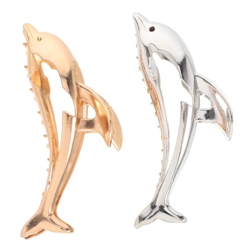 BESPORTBLE 2stücke Große Haarspangen Zinklegierung Haarklammern Für Frauen Delfin-form Haar-accessoires Für Partys Hochzeiten Und Alltag von BESPORTBLE