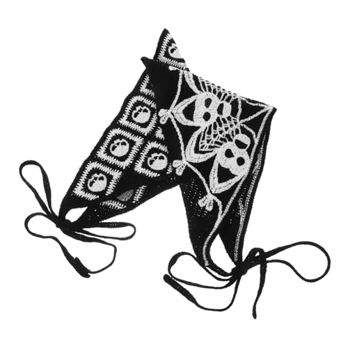 BESPORTBLE 2stücke Haarbandana Für Damen Gehäkelt Mit Totenkopf Und Spinnennetz-design Sanft Langlebig Vielseitig Kombinierbar Als Kostümzubehör Für Halloween von BESPORTBLE