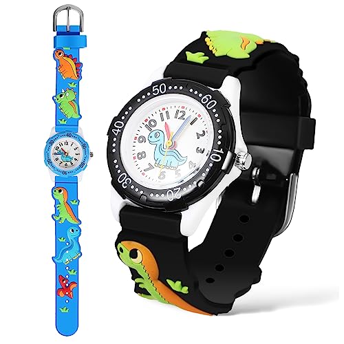 BESPORTBLE 2stücke Kinderuhren Mit Cartoon-Dinosaurier-Design Quarzuhren Für Kleinkinder Mit Einstellbarem Armband Zeituhren Als Für Jungen Und Mädchen von BESPORTBLE