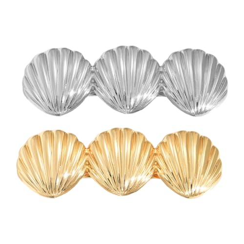 BESPORTBLE 2stücke Metall Shell Haar Clips Für Frauen Goldfarbene Muschelhaarspangen Für Dünne Und Dicke Haare Zum Festschnallen Von Fransen Und Dutt Stilvolle Haaraccessoires von BESPORTBLE