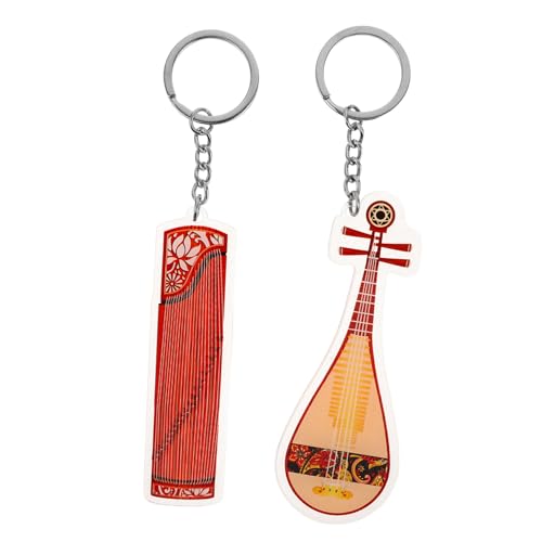 BESPORTBLE 2stücke Pipa-musikschlüsselanhänger Aus Acryl Chinesisches Instrumentenschlüsselanhänger Tragbarer Schlüsselanhänger Für Taschen Und Rucksäcke von BESPORTBLE