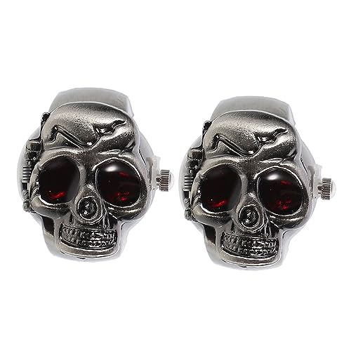 BESPORTBLE 2stücke Punk Skull Fingerring Uhr Für Männer Und Frauen Vintage Fingeruhr Mit Coolen Design Verstellbar Und Langlebig Für Halloween Geburtstagsgeschenke Und Alltägliche von BESPORTBLE