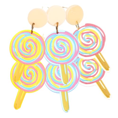 BESPORTBLE 3paare Lollipop-ohrringe Für Frauen Baumelnde Kunststoff-anhänger Süßigkeiten-ohrschmuck Lustige Ohrringe Festival- Geburtstagsgeschenk Stylische Für Alltag von BESPORTBLE