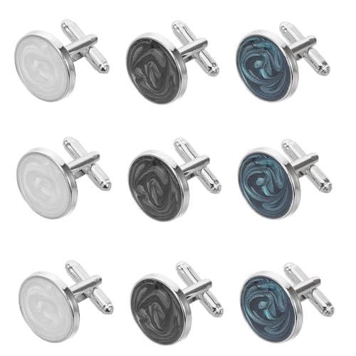 BESPORTBLE 3 Paare Herren Manschettenknöpfe Rund Elegant Glänzend Alloy Robust Business Hochzeit Accessoire Für Hemden Anzug von BESPORTBLE