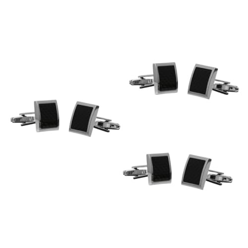 BESPORTBLE 3 Paare Manschettenknöpfe Herren Silberne Französische Hemdmanschetten Quadratische Cufflinks für Hochzeiten Anlässe Formelle Veranstaltungen Langlebig für Männer von BESPORTBLE