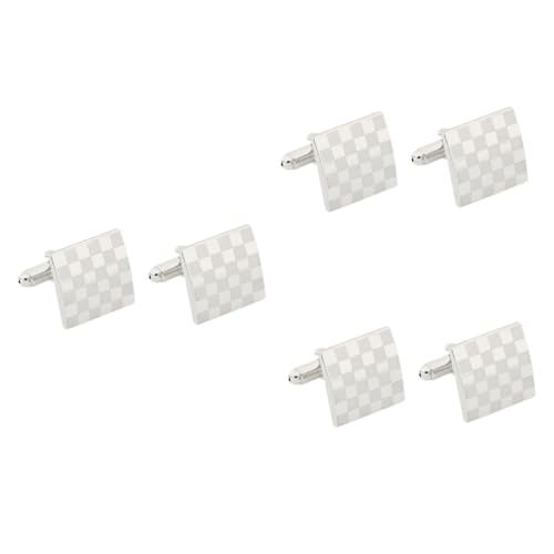 BESPORTBLE 3 Paare Quadratische Manschetten Knöpfe Hemden Mit Französischen Manschetten Kleid Hochzeit Smoking Männer Manschettenknöpfe Geschäftsgeschenk Hemd-accessoire Legierung Silber von BESPORTBLE