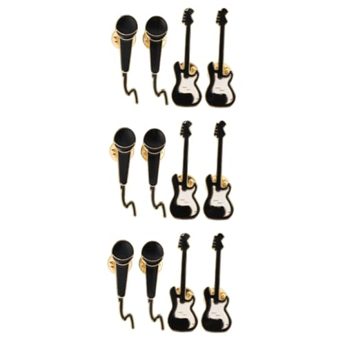 BESPORTBLE 3 Sätze Broschen Für Frauen Gitarre Mikrofon Design Anstecker Für Kleidung Taschen Accessoires Stilvolle Broschen Für Musikliebhaber Gitarrenspieler 4 Stück * 3 von BESPORTBLE